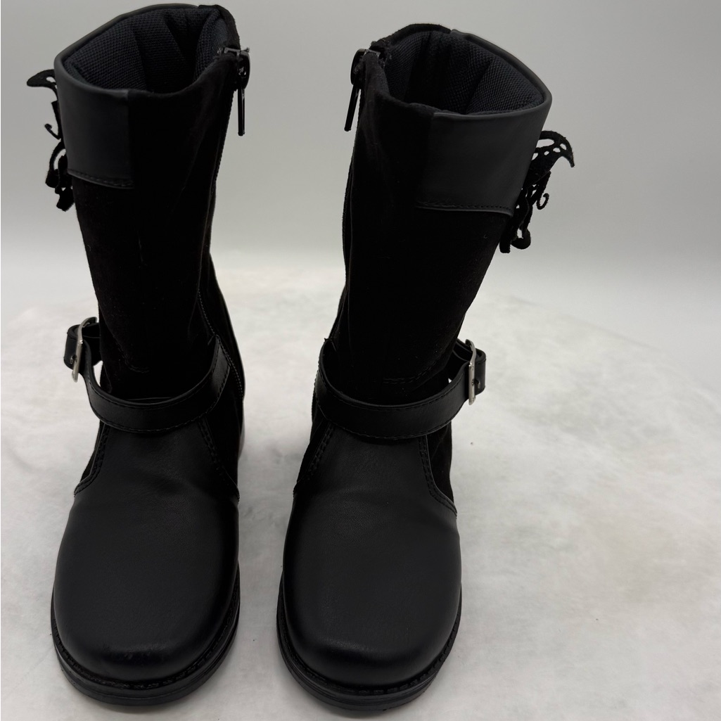 Toddler Black Mid-Calf Buckle Boots. Size Eu 24 Us 8